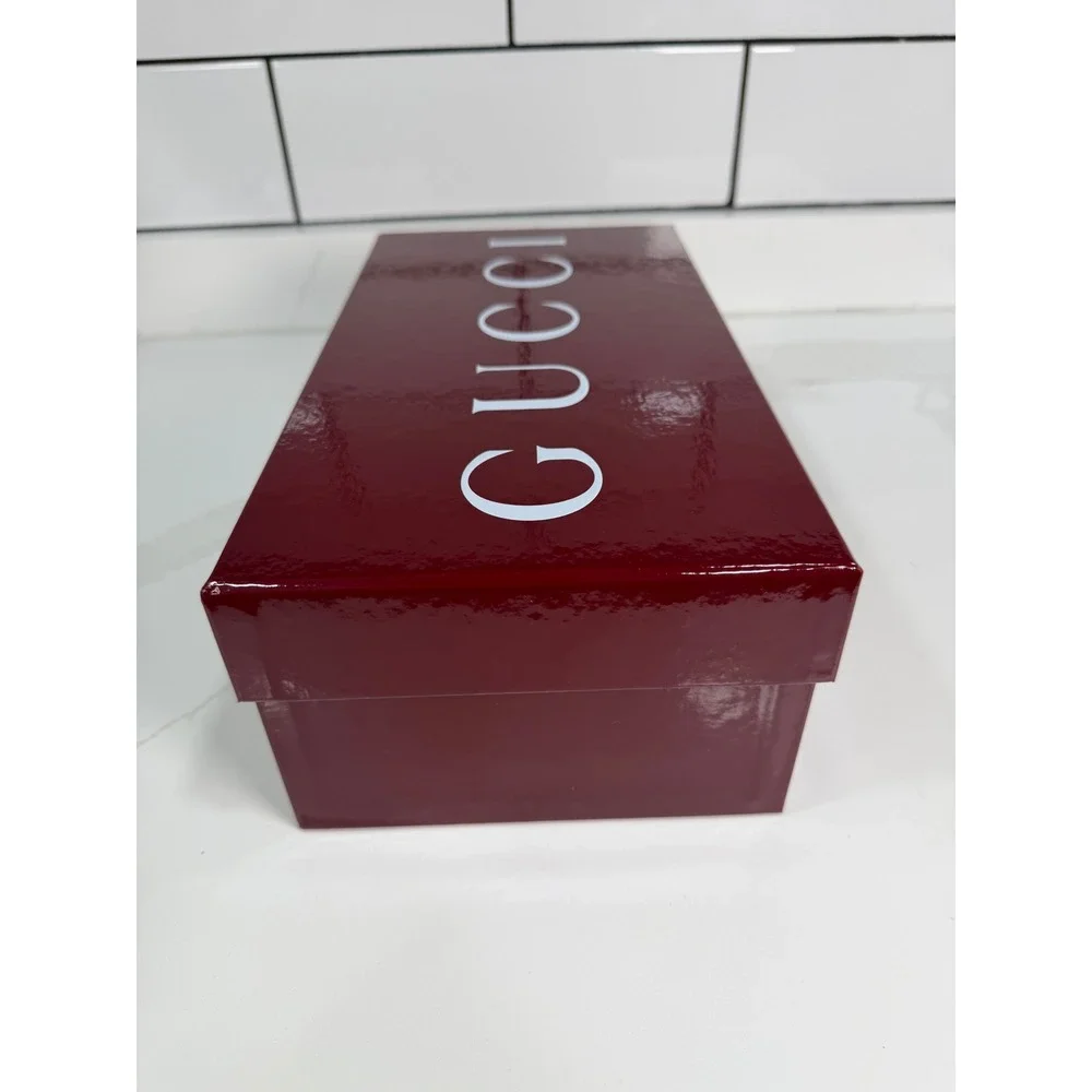 Gucci Rosso Ancora Burgundy Glossy Shoe Box 17x12.5x4.5 Designer Storage